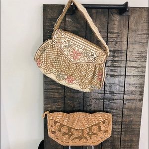 Vintage Floral Hand Beaded Bag Made in France